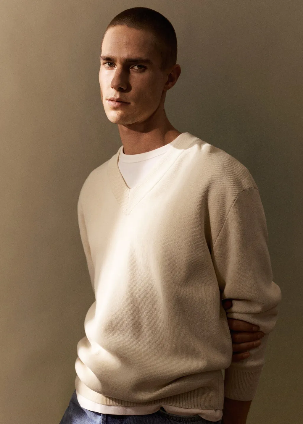 Pullover cotone collo a V