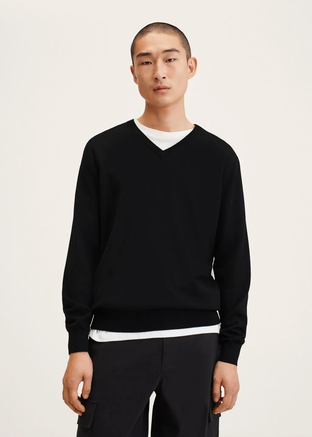 Pullover lana collo a V