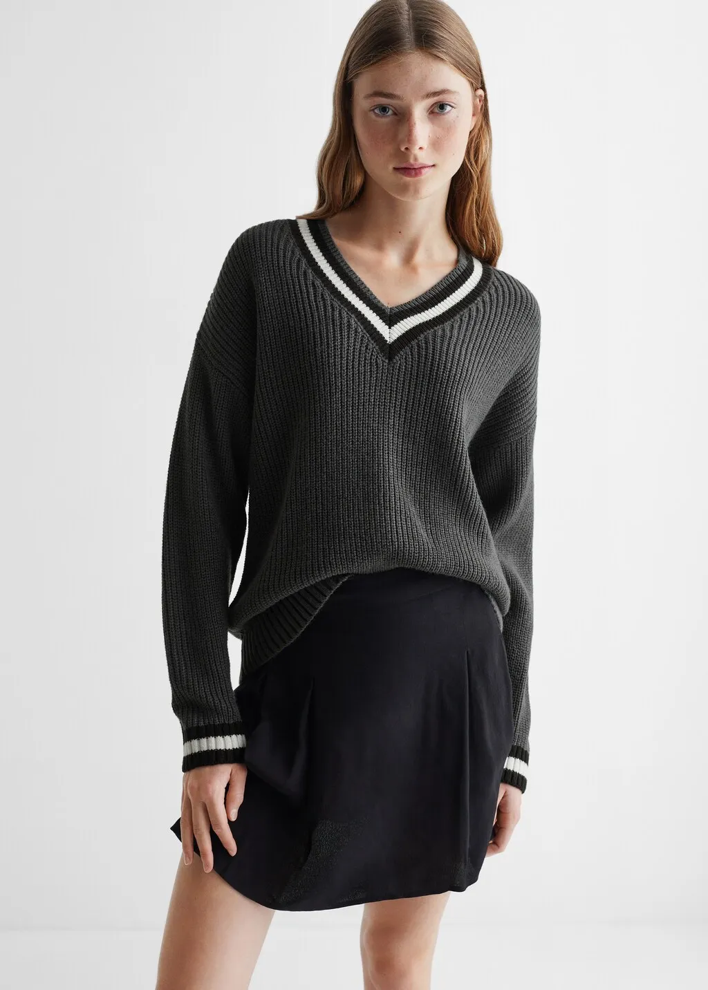 Pullover maglia collo a V