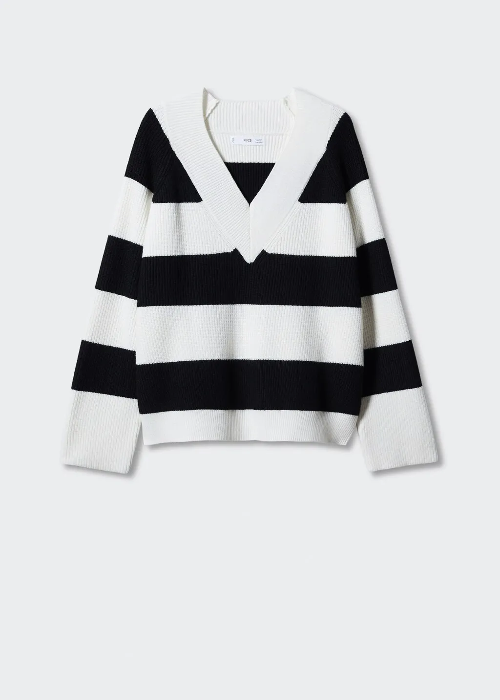 Pullover righe collo a V