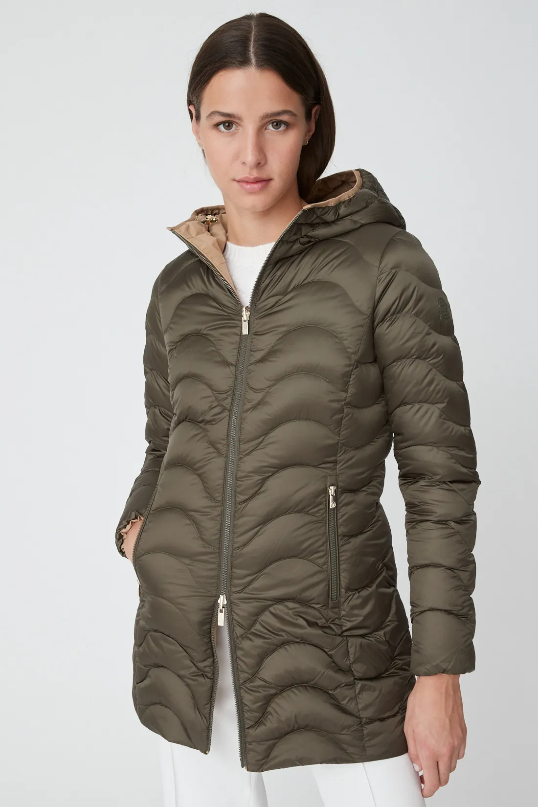 RITA – Reversible green wave down jacket