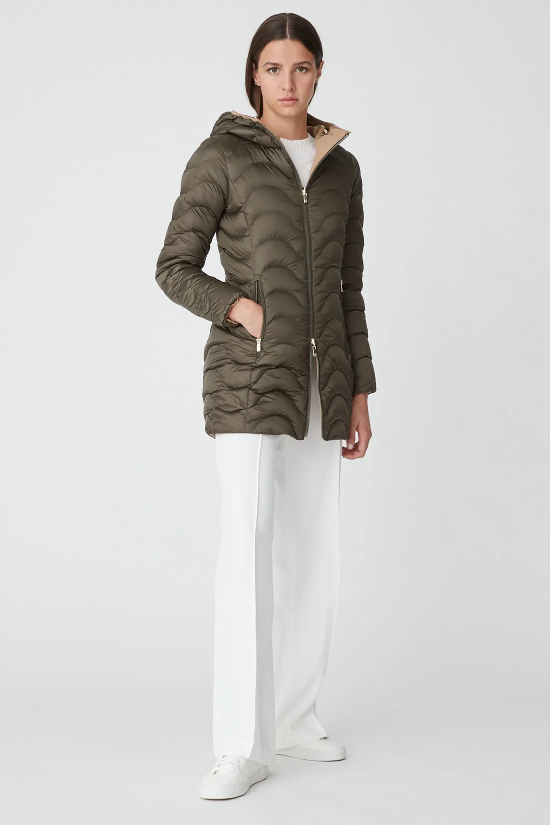 RITA – Reversible green wave down jacket