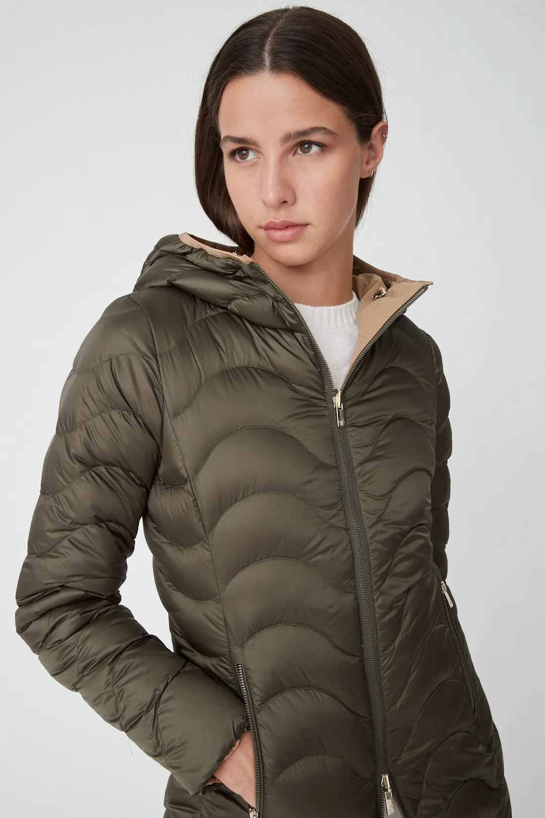 RITA – Reversible green wave down jacket