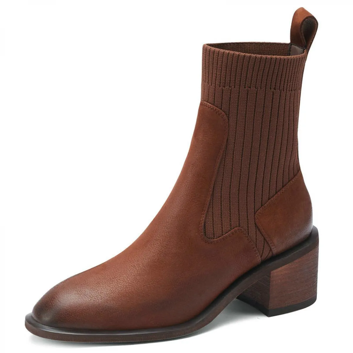 Stivaletti in pelle Scarpe con punta in pelle Tacchi in pelle Stivali da donna Vintage invernali