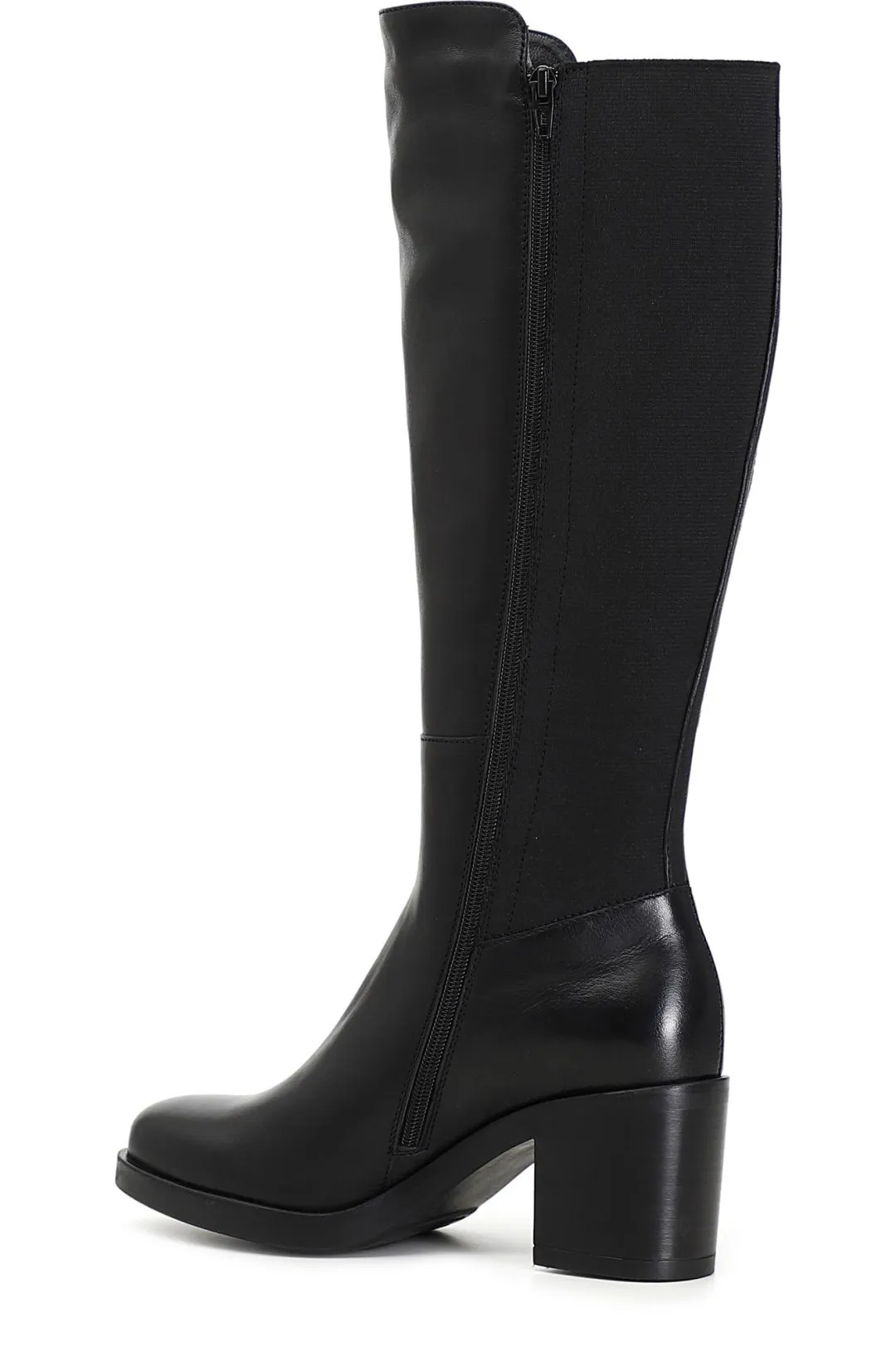 stivali alti in pelle con elastico sul retro