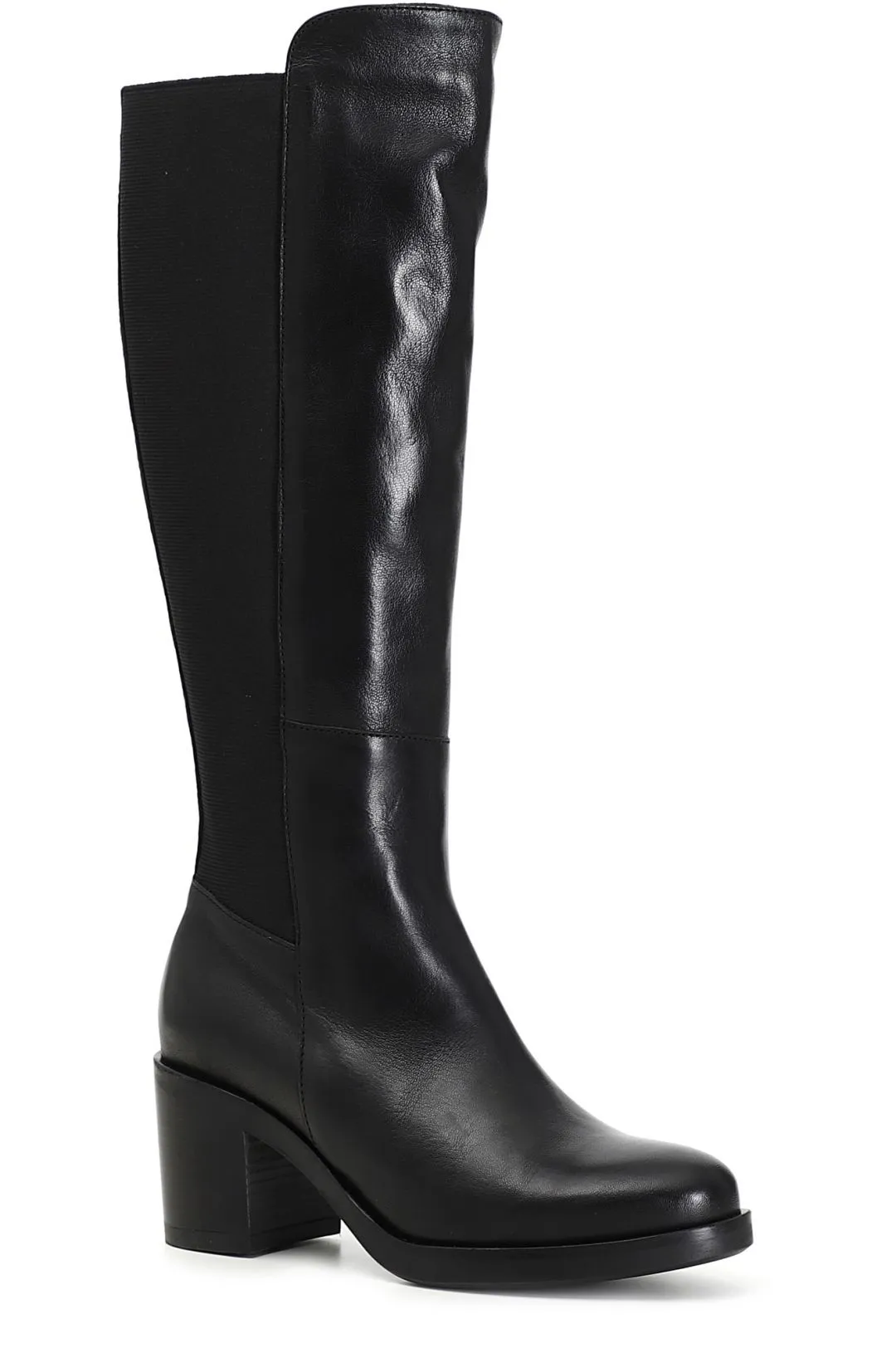 stivali alti in pelle con elastico sul retro