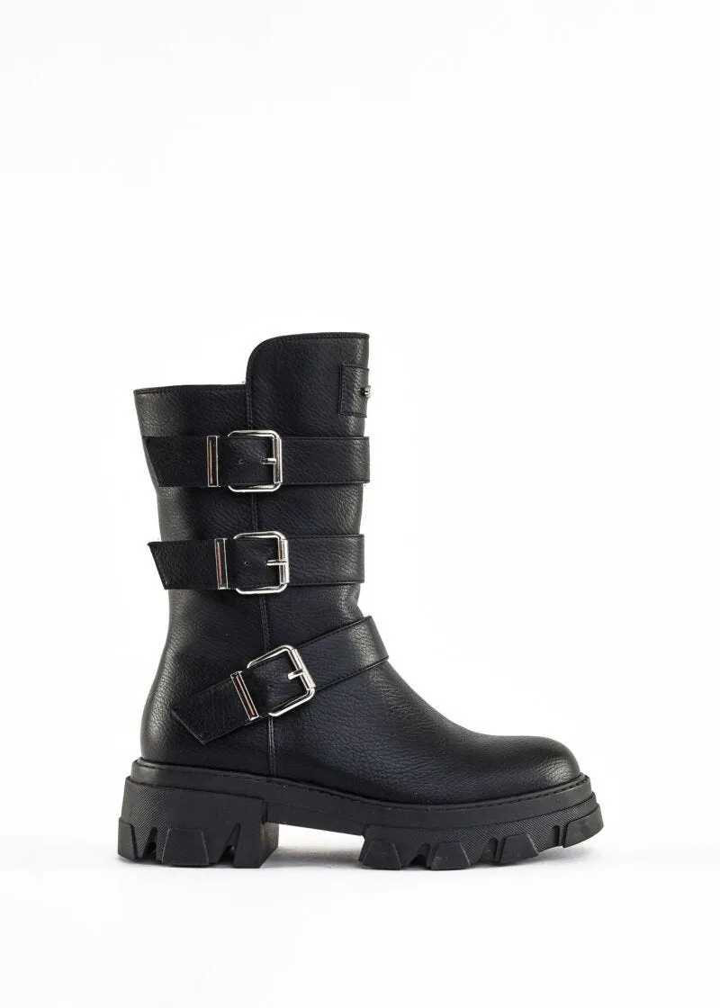 Stivali biker in simil pelle