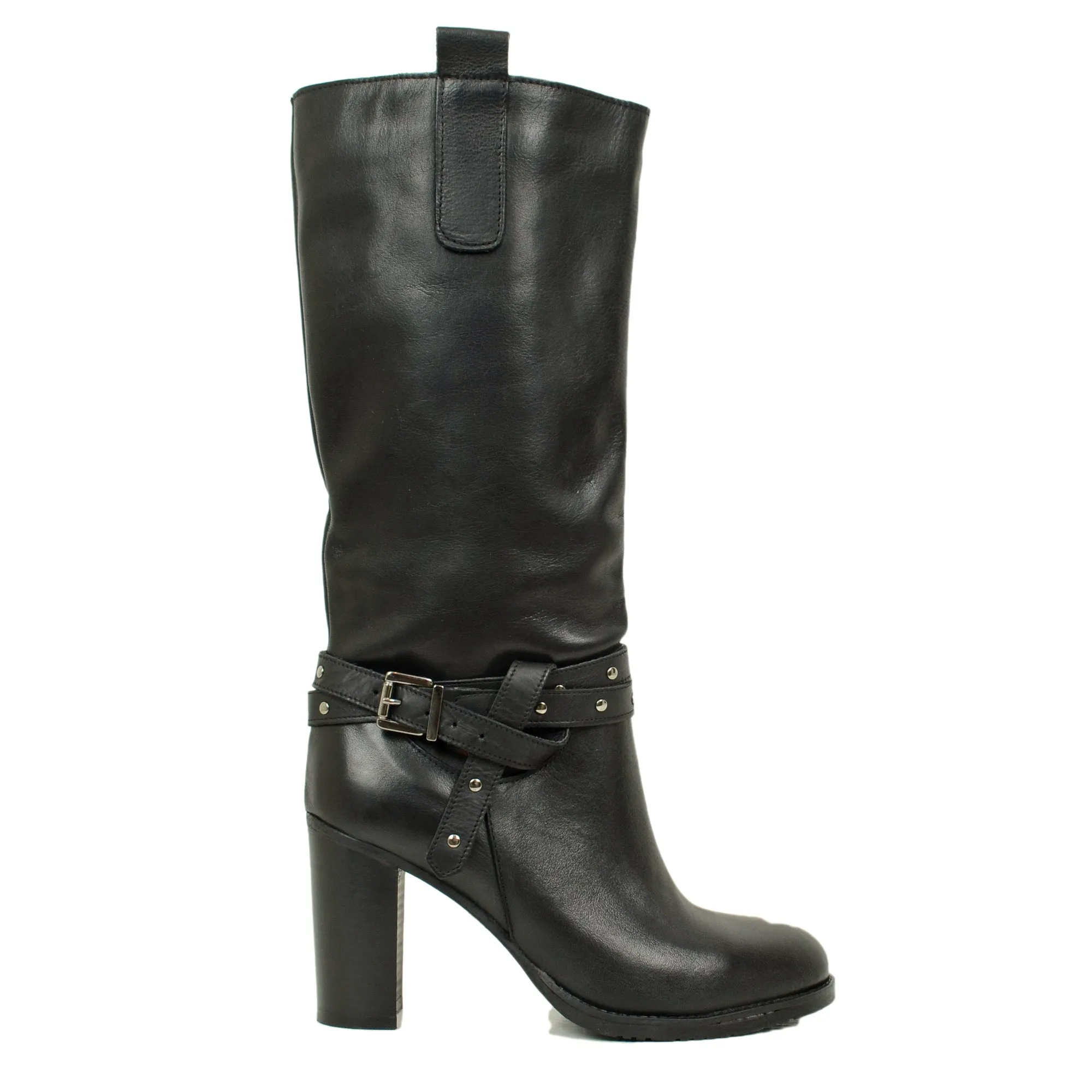 Stivali Donna Neri in Pelle con Cavigliera Made in Italy