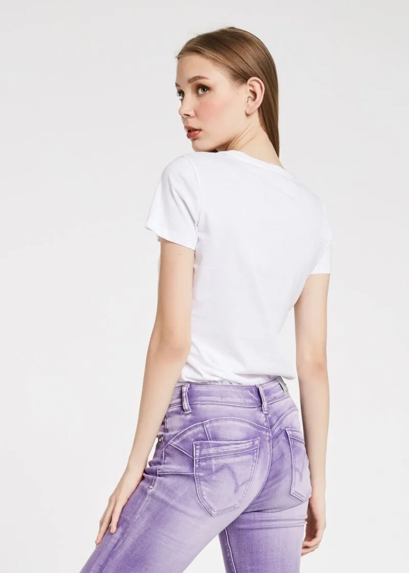 T-shirt con applicazioni in tulle