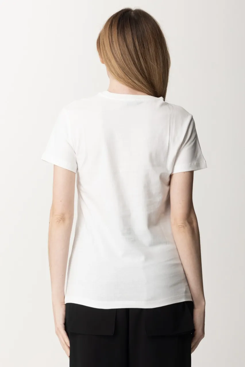 T-shirt con ricamo cuori BIANCO SETA