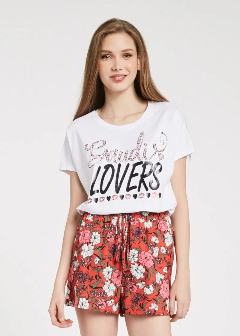 T-shirt con stampa lettering
