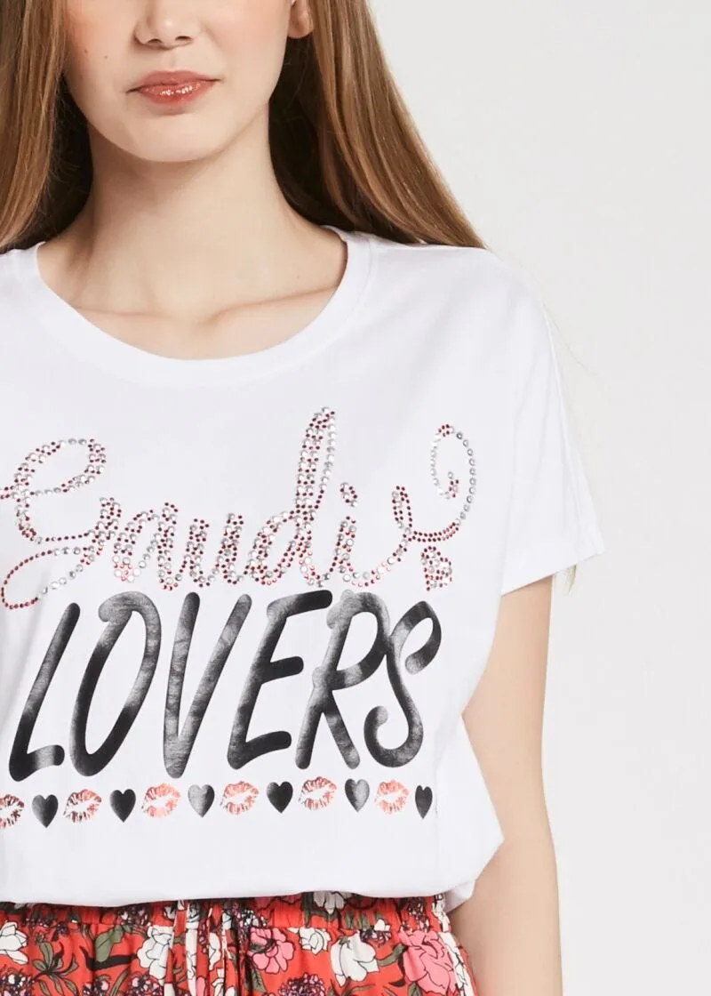 T-shirt con stampa lettering