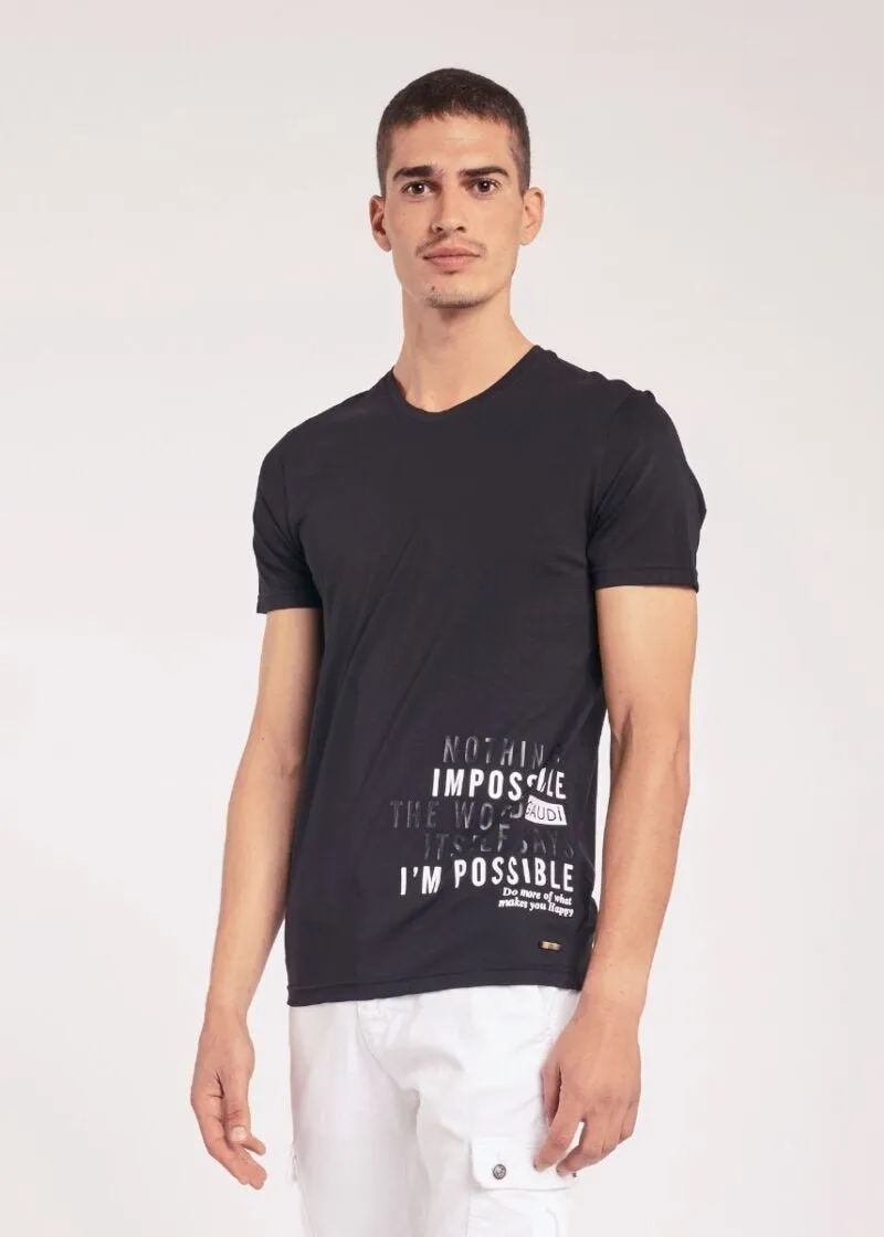 T-shirt con stampa lucida
