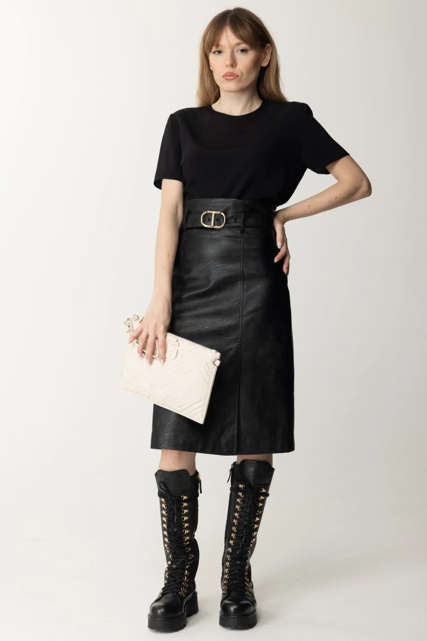 T-shirt in seta Nero