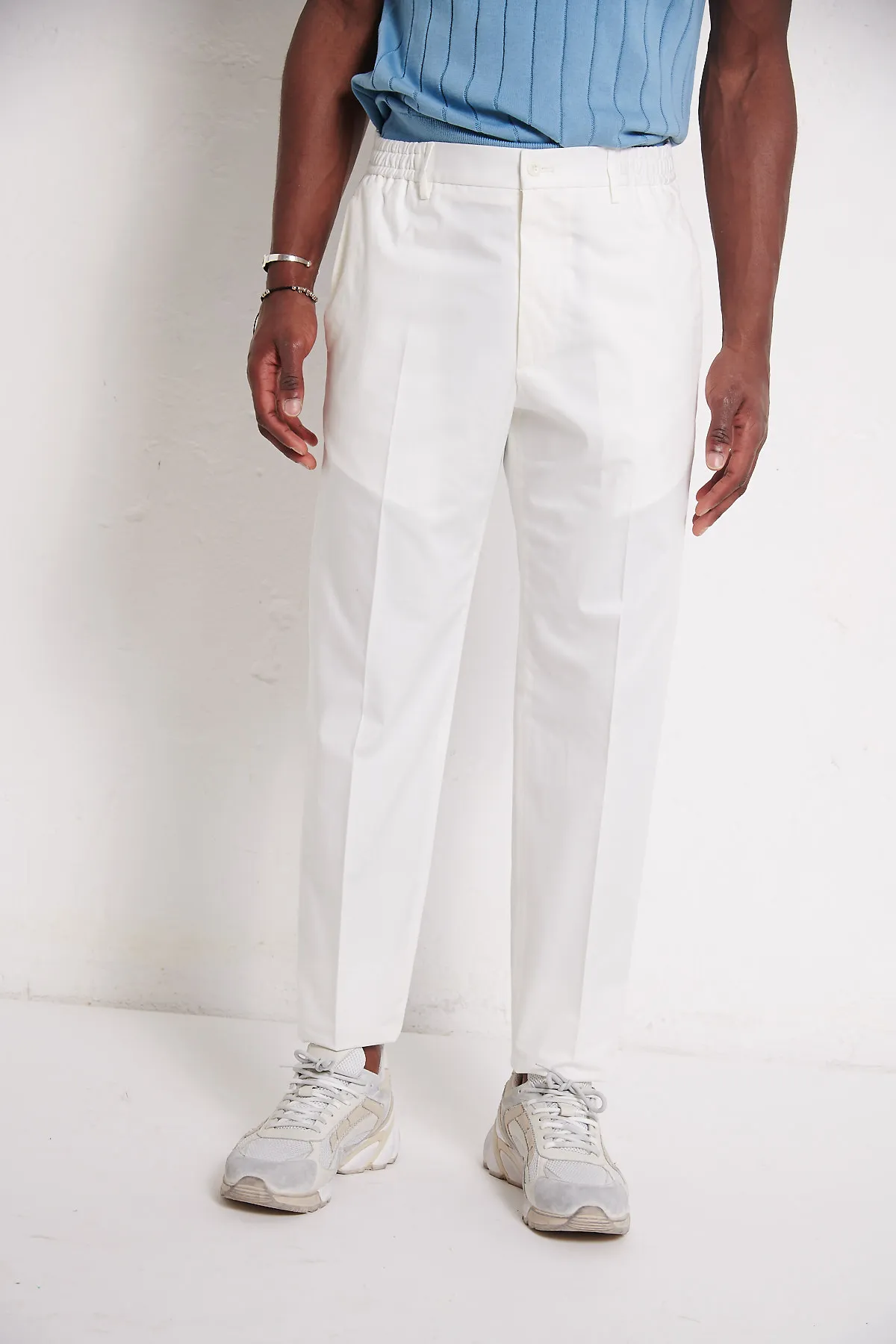 TAGLIATORE Pantalone bianco GARCON con elastico in vita