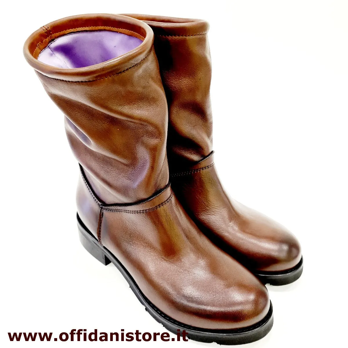 TATTOO STIVALETTO  FONDO GOMMA TACCO 4 CM PELLE TESTA DI MORO RIF90
