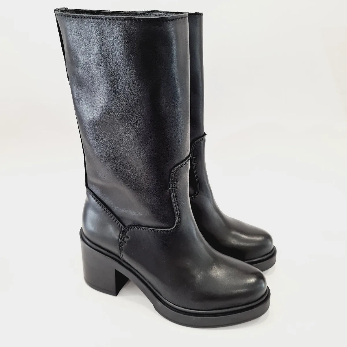 Tattoo Stivaletto fondo gomma tacco 7 cm Pelle Black rif.589