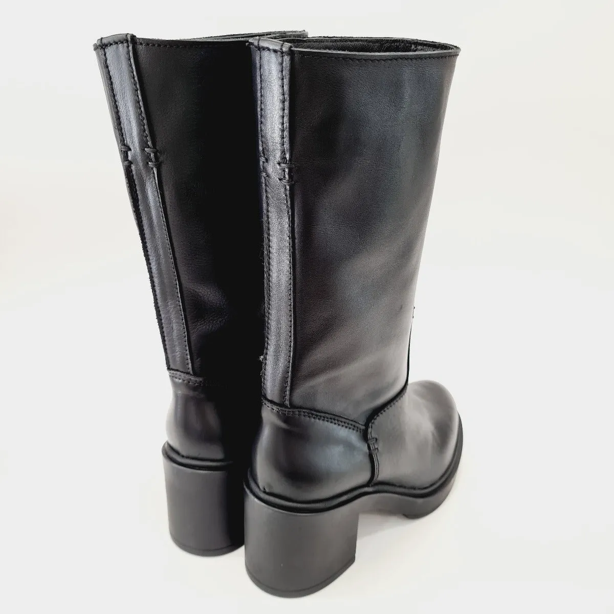Tattoo Stivaletto fondo gomma tacco 7 cm Pelle Black rif.589