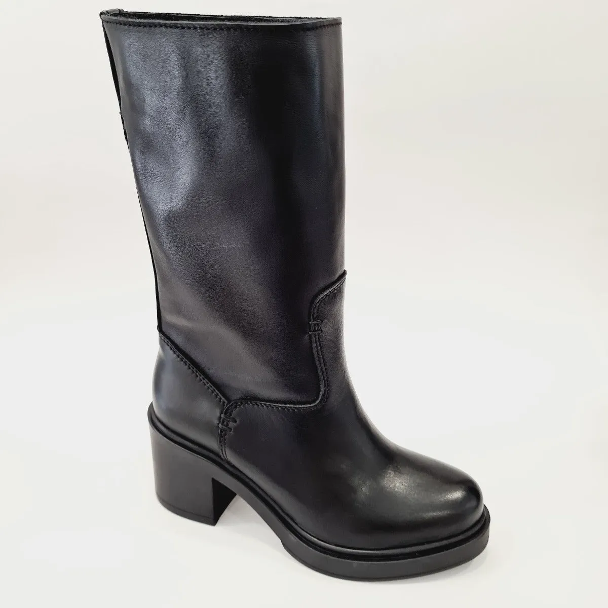 Tattoo Stivaletto fondo gomma tacco 7 cm Pelle Black rif.589