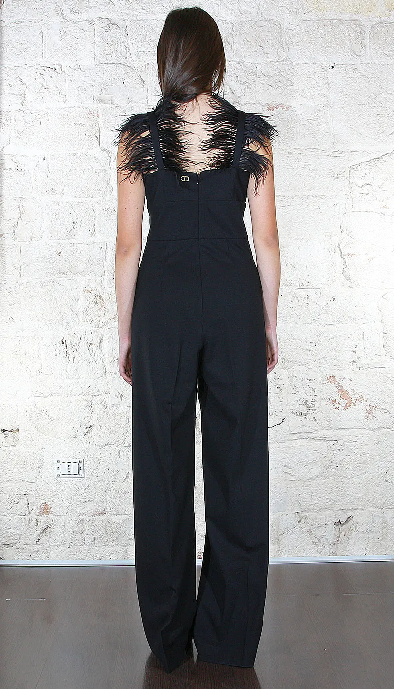 Twinset Milano Tuta lunga con piume