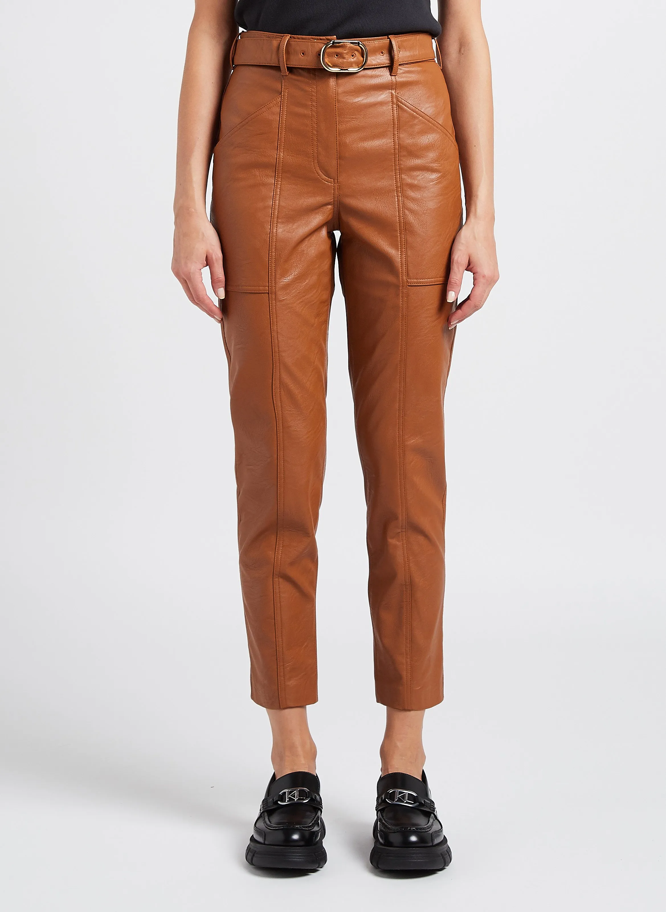  TWINSET   Pantaloni slim a vita alta | Marrone