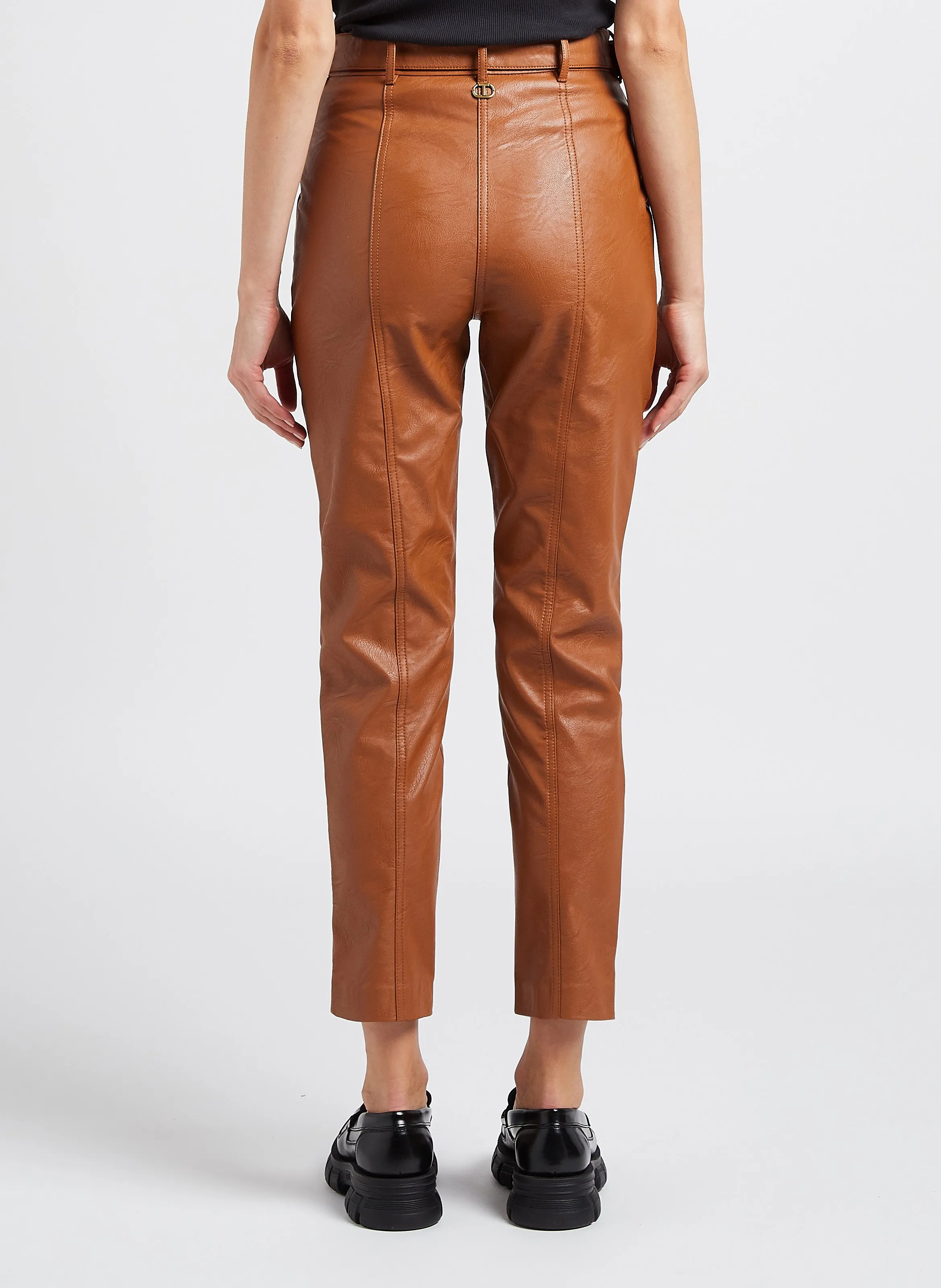  TWINSET   Pantaloni slim a vita alta | Marrone