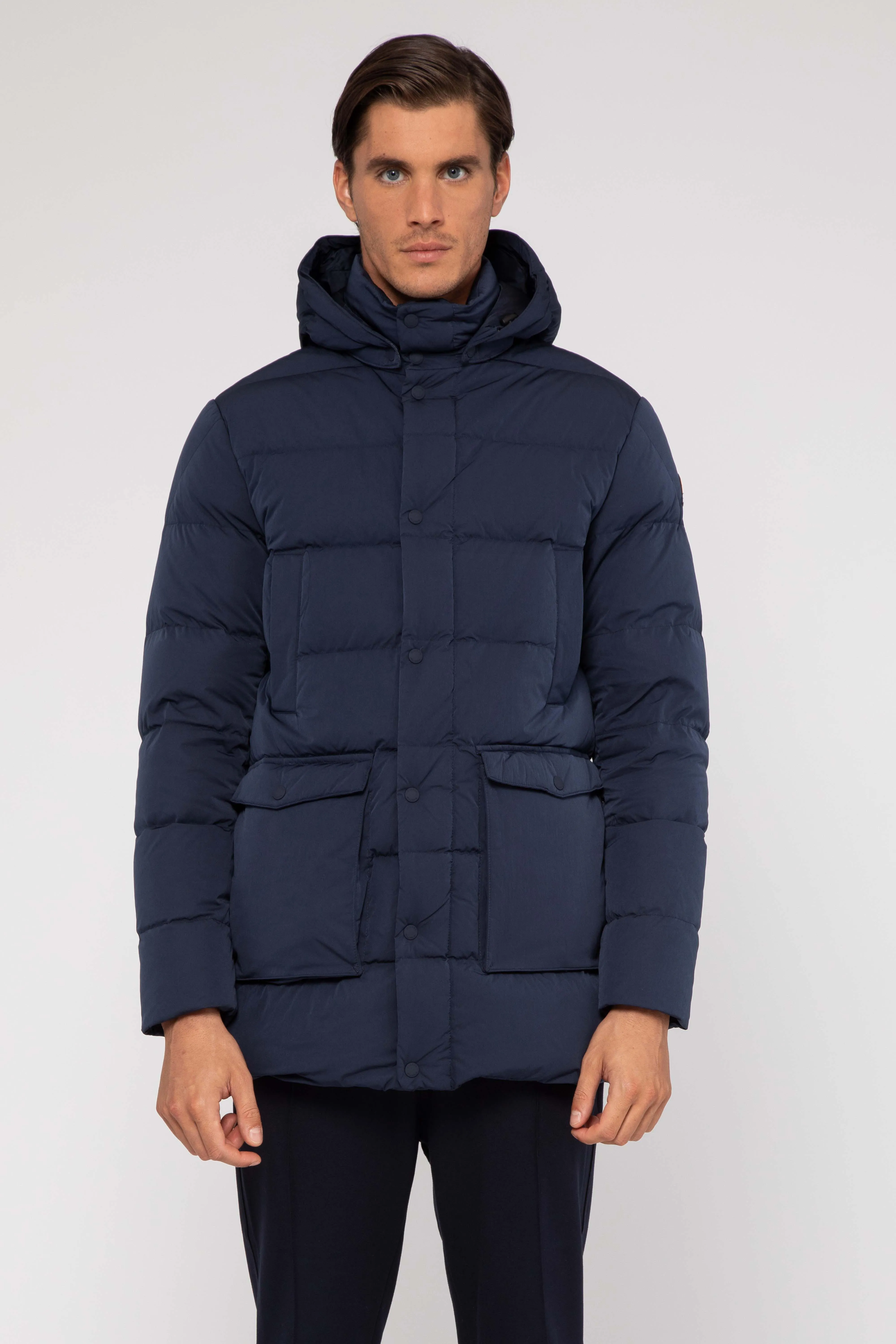 WINTER LONG BLUE FULL ZIP DOWN JACKET