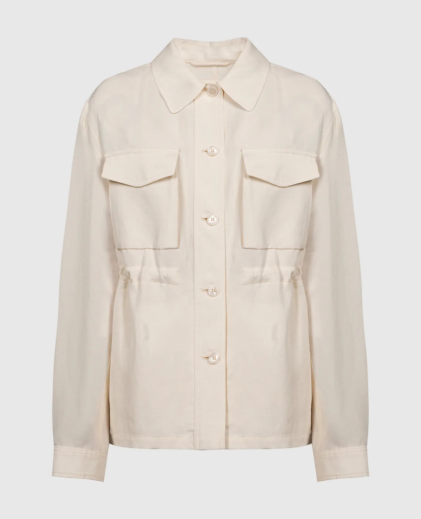 Woolrich Camicia beige su coulisse con lino CFWWOS0106FRUT3043