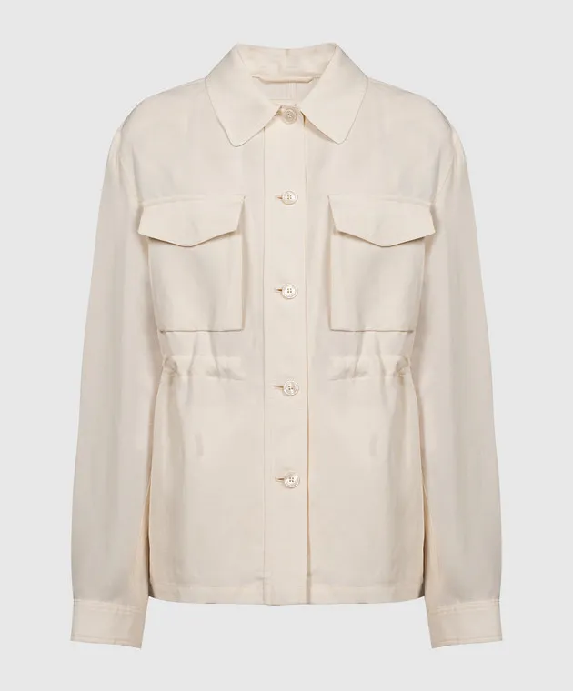 Woolrich Camicia beige su coulisse con lino CFWWOS0106FRUT3043
