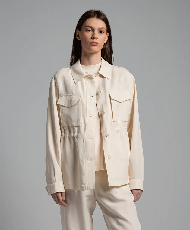 Woolrich Camicia beige su coulisse con lino CFWWOS0106FRUT3043