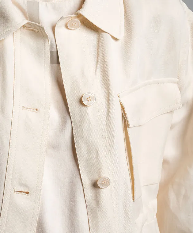Woolrich Camicia beige su coulisse con lino CFWWOS0106FRUT3043