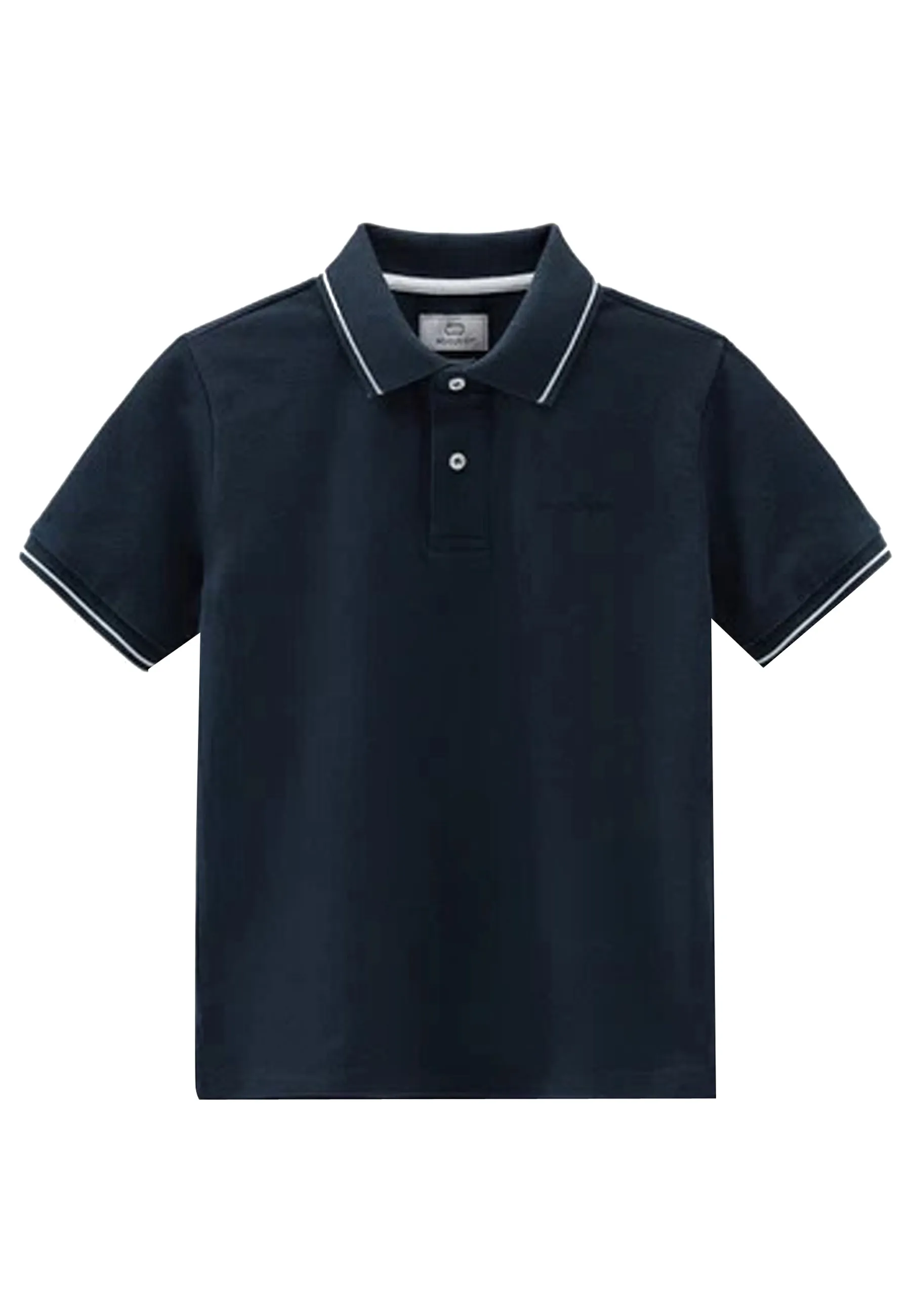 Woolrich polo bambino blu in piquet di cotone