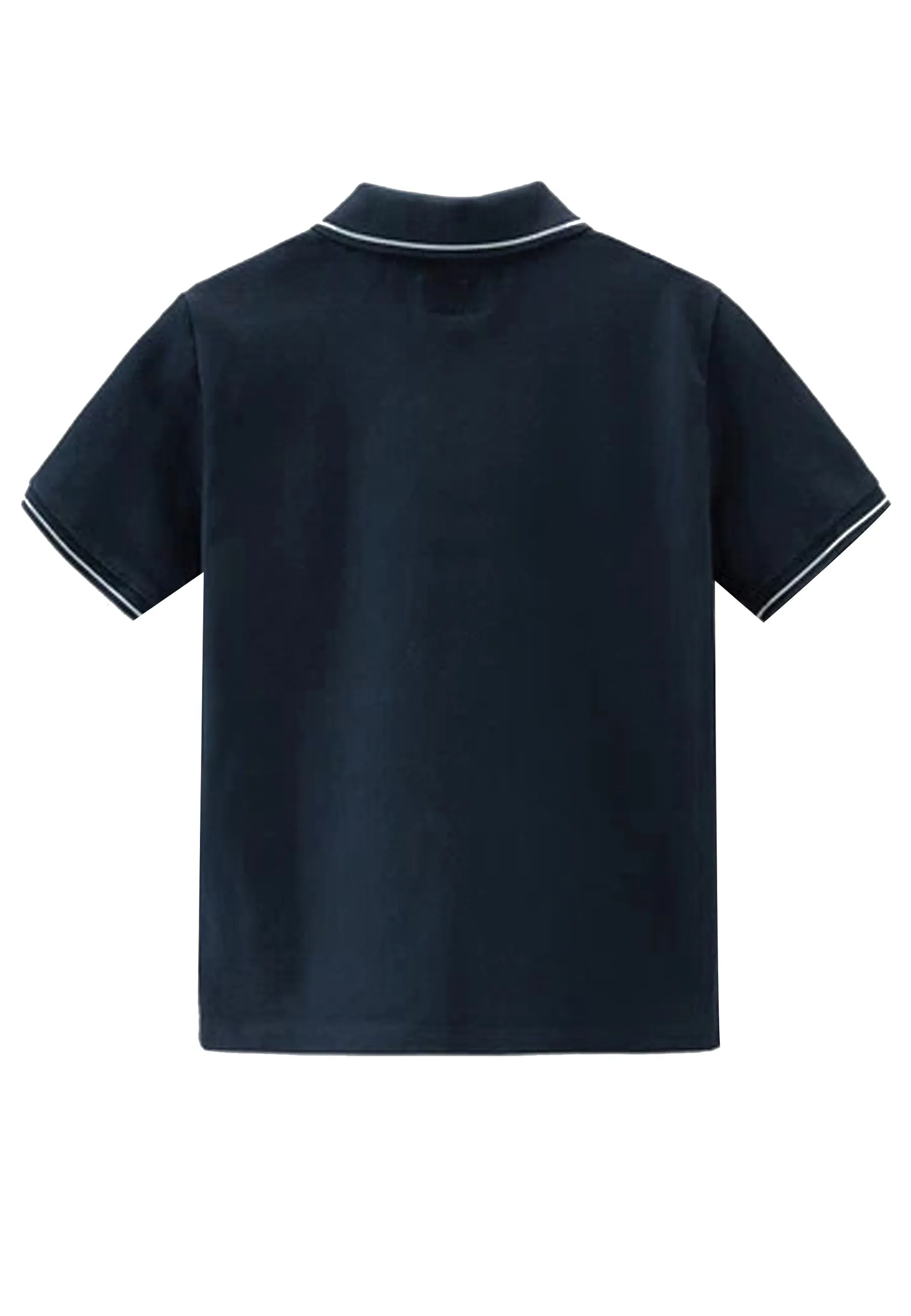 Woolrich polo bambino blu in piquet di cotone