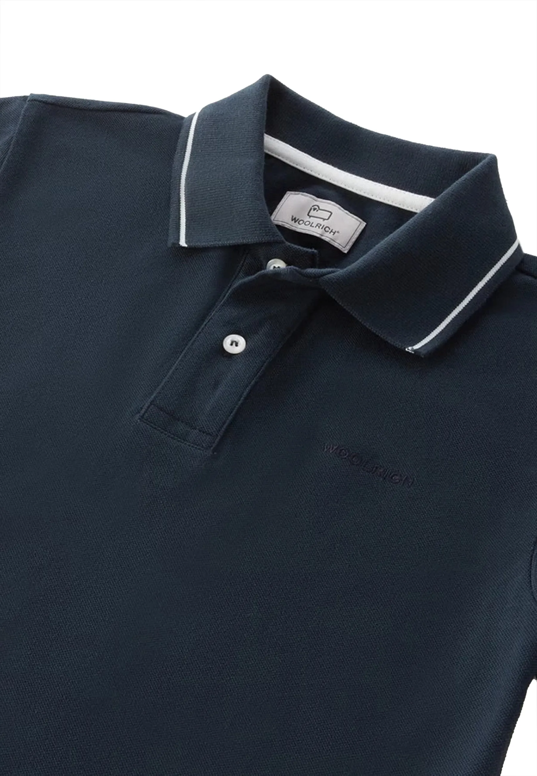 Woolrich polo bambino blu in piquet di cotone