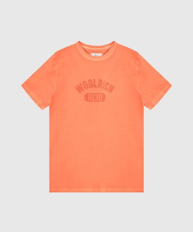 Woolrich T-shirt arancione da bambino con stampa logo CFWKTE0136MRUT3722