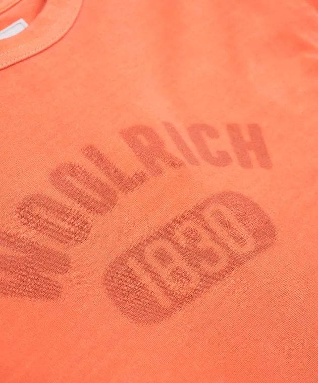 Woolrich T-shirt arancione da bambino con stampa logo CFWKTE0136MRUT3722