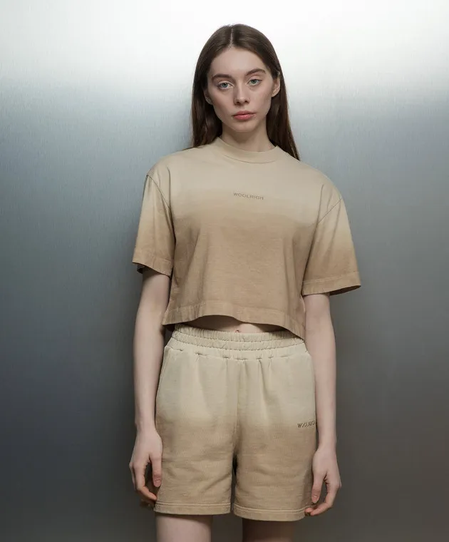 Woolrich T-shirt beige con ricamo logo CFWWTE0091FRUT3746