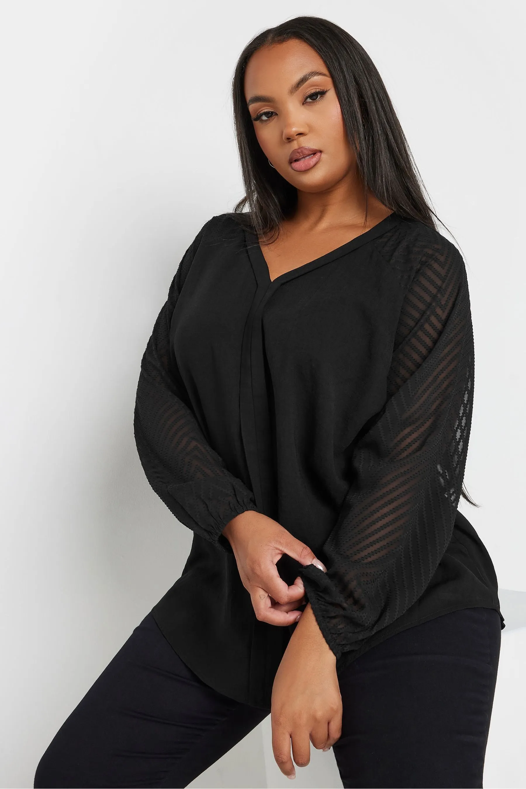 Yours Curve Burnout Sleeve Blouse    
