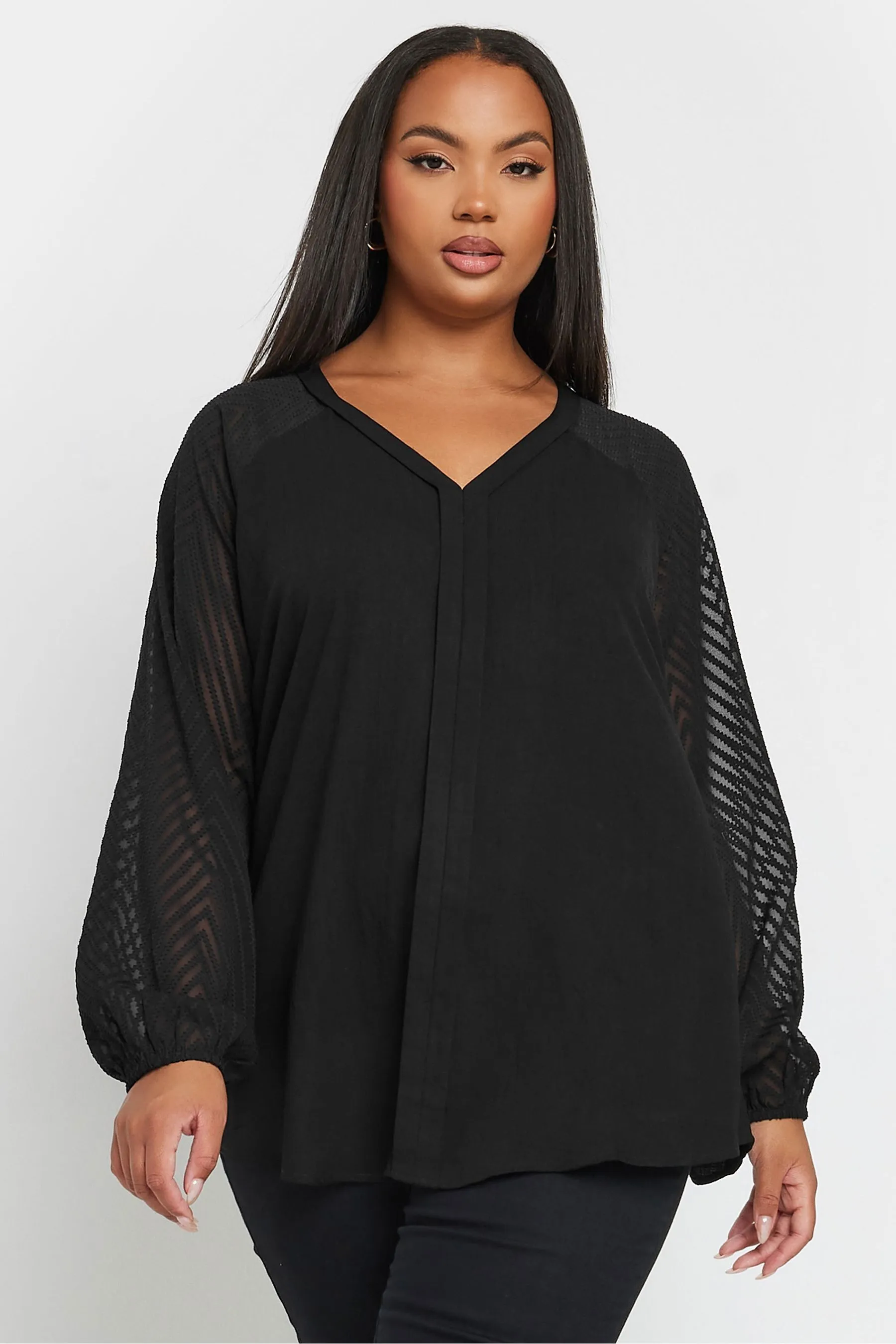 Yours Curve Burnout Sleeve Blouse    