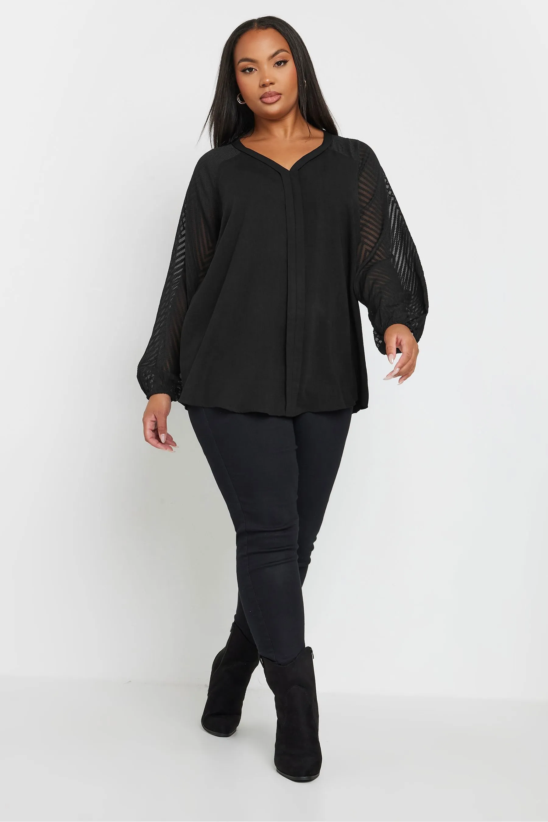 Yours Curve Burnout Sleeve Blouse    