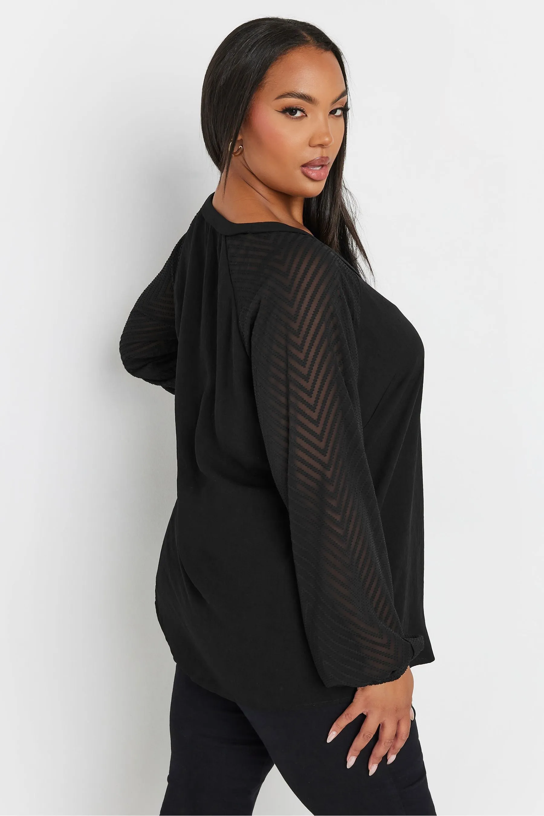 Yours Curve Burnout Sleeve Blouse    