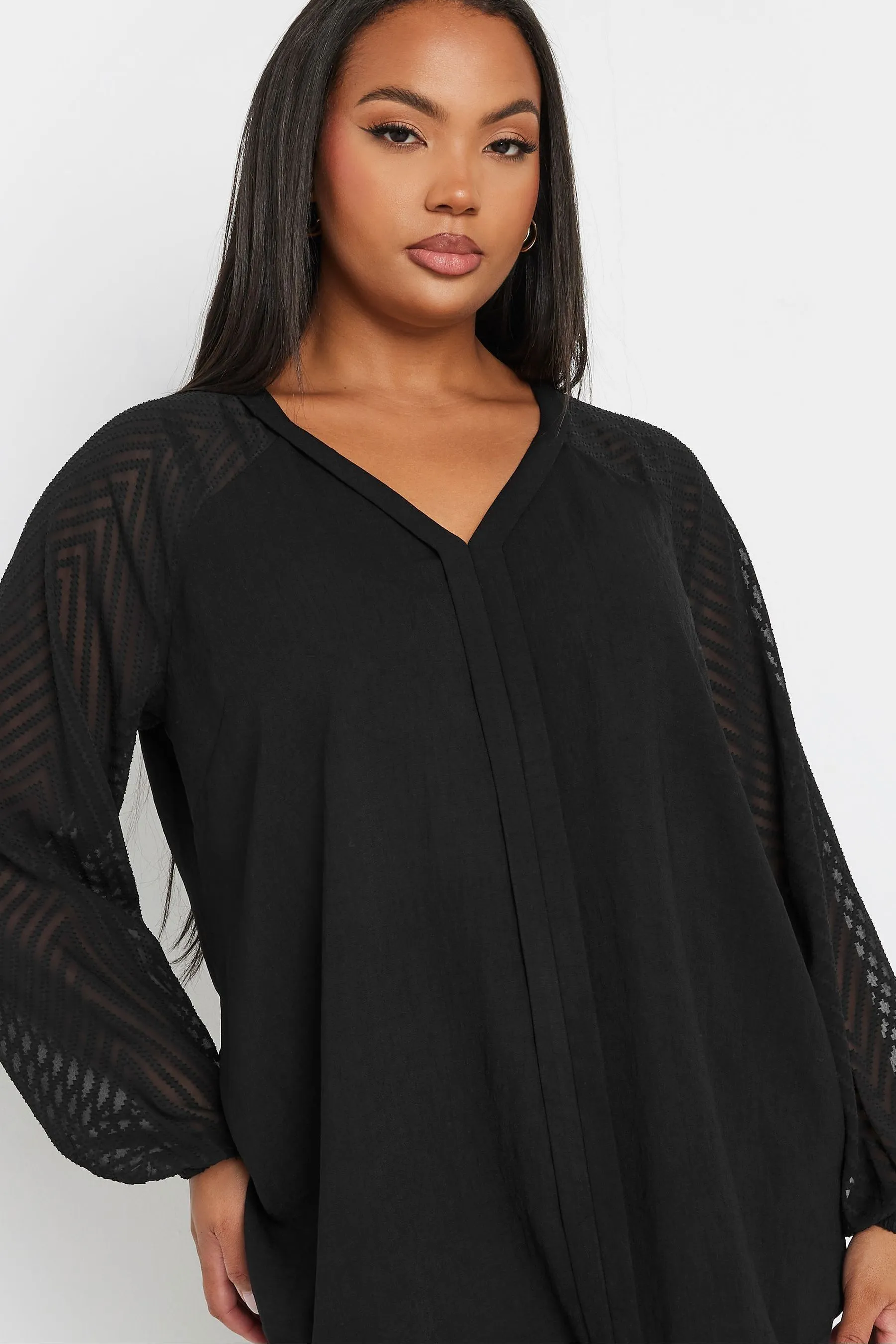 Yours Curve Burnout Sleeve Blouse    