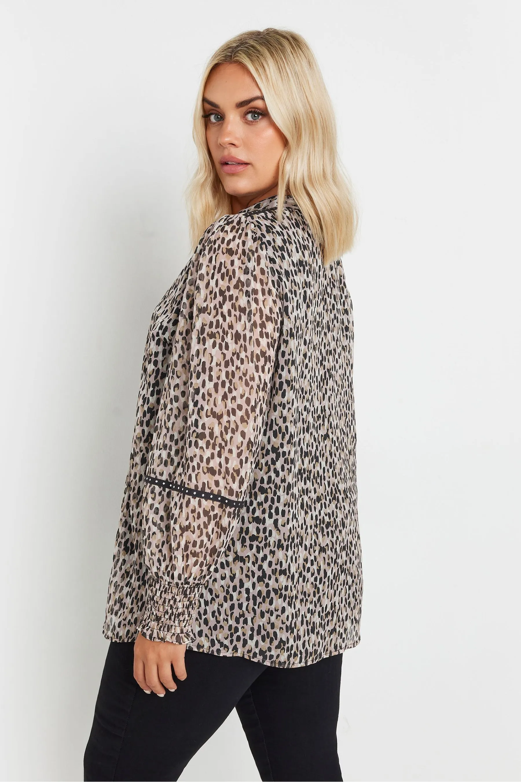 Yours Curve Studded Tape Chiffon Blouse    